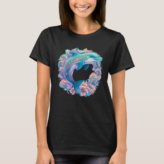 Easter festive Illustration with charming Dolphin  T-shirt (Voorkant)