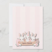 Easter First Birthday Invite - Kawaii Bunnies  Kaart (Achterkant)