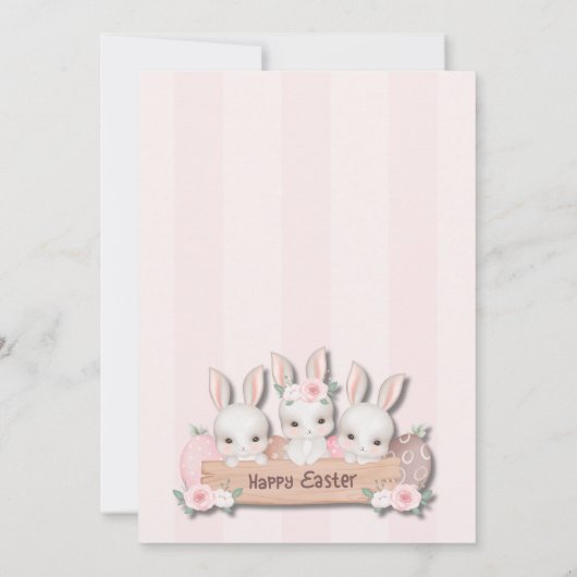 Easter First Birthday Invite - Kawaii Bunnies  Kaart (Achterkant)