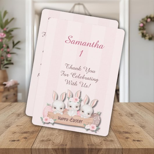 Easter First Birthday Thank You - Kawaii Bunnies Bedankkaart
