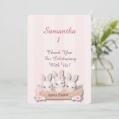 Easter First Birthday Thank You - Kawaii Bunnies Bedankkaart (Staand voorkant)
