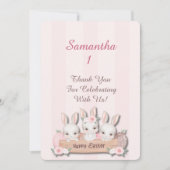 Easter First Birthday Thank You - Kawaii Bunnies Bedankkaart (Voorkant)