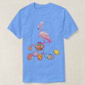 Easter Flamingo Bunny Lovers Girls Egg Basket Funn T-shirt (Design voorkant)