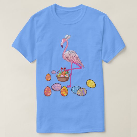Easter Flamingo Bunny Lovers Girls Egg Basket Funn T-shirt (Design voorkant)