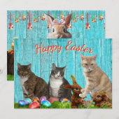 Easter Flat Card - Cats and Bunnies Feestdagenkaart (Voorkant / Achterkant)