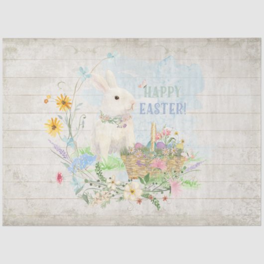 Easter Floral Bunny Eggs Basket-ontkoppeling Tissuepapier (Voorkant)