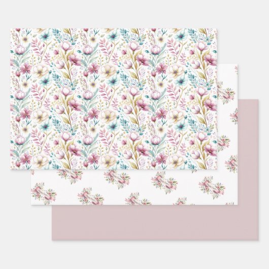 Easter Floral Garden Wrapping Paper Set  (Set)