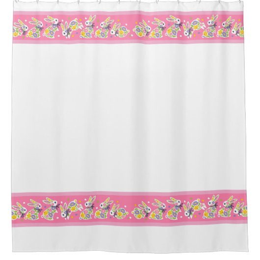Easter Floral Rabbits Douchegordijn (Voorkant)