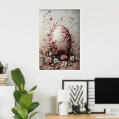 Easter Flower Egg Print, Spring Vintage Egg Poster (Thuiskantoor)