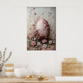 Easter Flower Egg Print, Spring Vintage Egg Poster (Keuken)