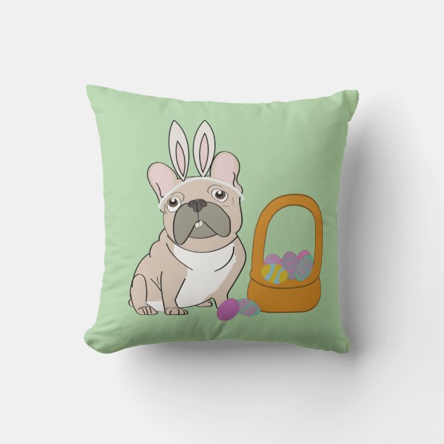 Easter French Bulldog Kussen (Voorkant)