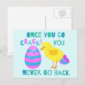 Easter Funny Chick Egg Crack Cartoon Humor Feestdagenkaart (Voorkant / Achterkant)