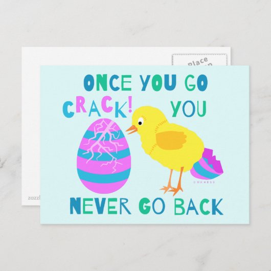 Easter Funny Chick Egg Crack Cartoon Humor Feestdagenkaart (Voorkant / Achterkant)