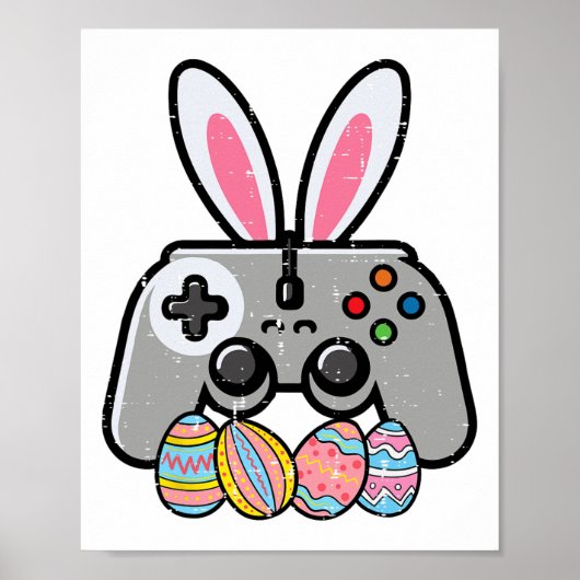 Easter Gaming Controller Bunny Ears Boys Kinder Je Poster (Voorkant)