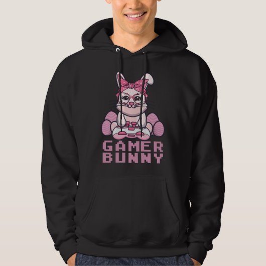 easter gaming gamer video games bunny eggs hunting hoodie (Voorkant)