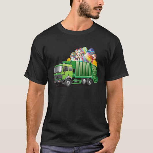 Easter Garbage Truck Eggs Funny Easter Day For Boy T-shirt (Voorkant)