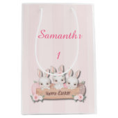 Easter Gift Bag - Kawaii Bunnies & Pastel Roses Medium Cadeauzakje (Voorkant)