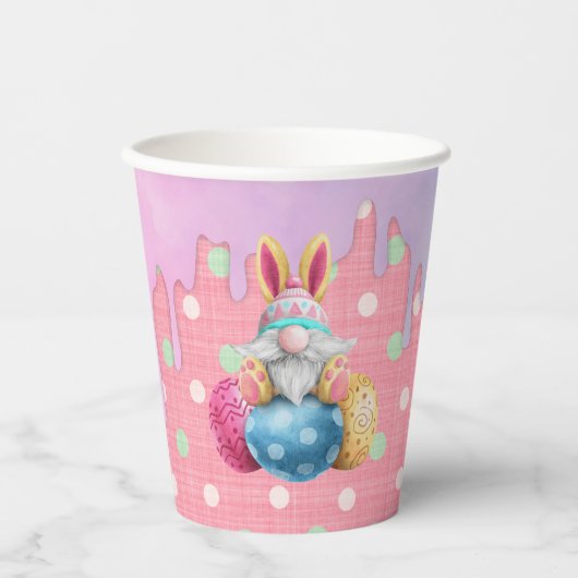 Easter Gnome Polkadot Eggs Icing Drips Papieren Bekers (Voorkant)
