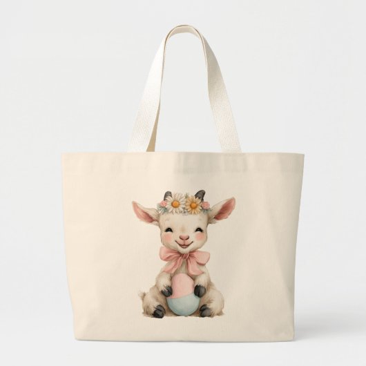 Easter Goat With Easter Egg Grote Tote Bag (Voorkant)
