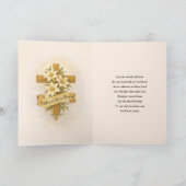 Easter Gold  Cross Lilies He is Risen Feestdagen Kaart (Binnen)