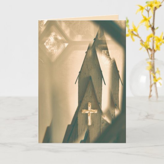 Easter, Good Friday, Blessings with church & cross Kaart (Gele Bloem)