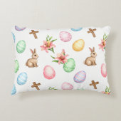 Easter Grace – Seamless Pastel Bunny & Cross Patte Accent Kussen (Voorkant)