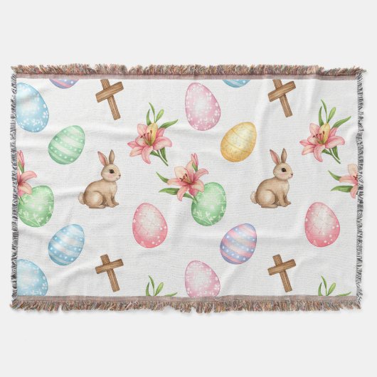 Easter Grace – Seamless Pastel Bunny & Cross Patte Deken (Voorkant)