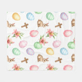 Easter Grace – Seamless Pastel Bunny & Cross Patte Fleece Deken (Voorkant (Horizontaal))