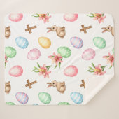 Easter Grace – Seamless Pastel Bunny & Cross Patte Sherpa Deken (Voorkant (horizontaal))