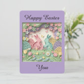 Easter Greeting Card with two little bunnies Feestdagenkaart (Staand voorkant)