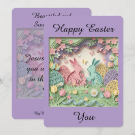 Easter Greeting Card with two little bunnies Feestdagenkaart
