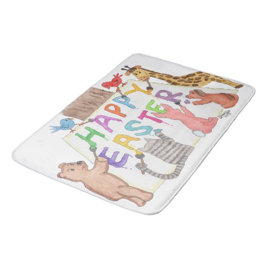 Easter Greeting Painted by Animals Badmat (Gekanteld)