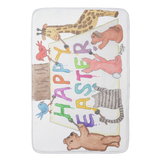 Easter Greeting Painted by Animals Badmat (Voorkant Verticaal)