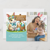Easter Greetings! Adorable Bunny with Family Photo Kaart (Voorkant)