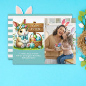 Easter Greetings! Adorable Bunny with Family Photo Kaart