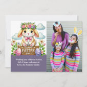Easter Greetings! Adorable Bunny with Family Photo Kaart (Voorkant)