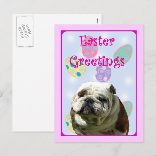 Easter Greetings Bulldog postcard Feestdagenkaart (Voorkant / Achterkant)