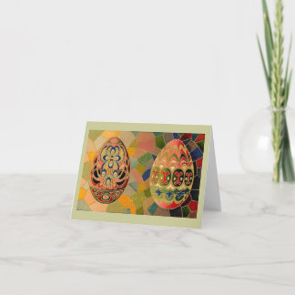 Easter Greetings Painted Eggs Vintage Feestdagen Kaart