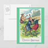 Easter Greetings Vintage Feestdagenkaart (Voorkant / Achterkant)