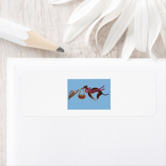 Easter Greyhound chasing bunny Etiket (Insitu)