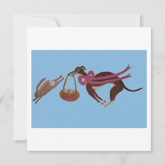 Easter Greyhound chasing bunny Feestdagenkaart (Voorkant)