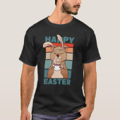 Easter Grumpy Bear with Rabbit Ear drinks Coffee T-shirt (Voorkant)