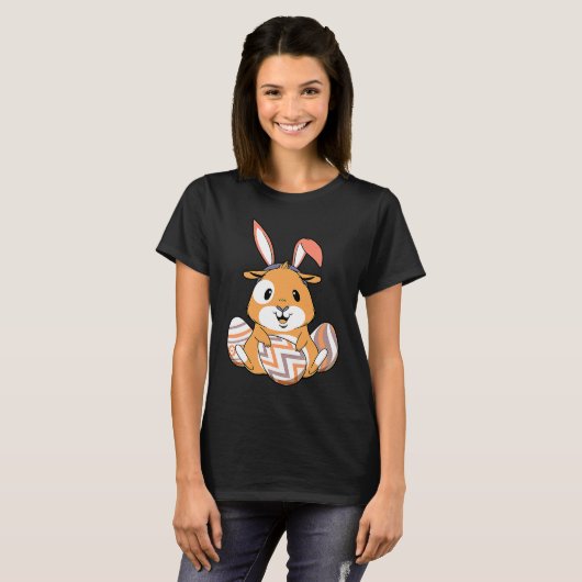 Easter Guinea Pig With Bunny Ears & Eggs   Easter T-shirt (Voorkant volledig)