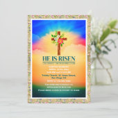 EASTER He Is Risen CHURCH SERVICES Customized Aankondiging (Staand voorkant)