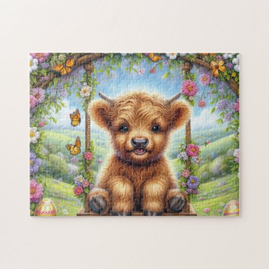 Easter Highland Cow Legpuzzel (Horizontaal)