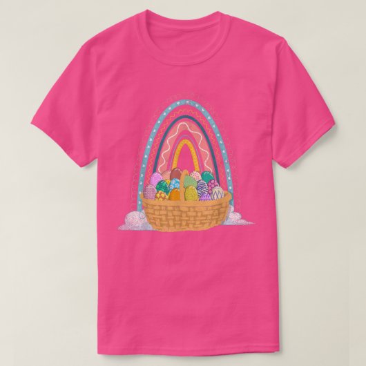 Easter Holiday Easter Eggs Basket Rainbow Happy Ea T-shirt (Design voorkant)