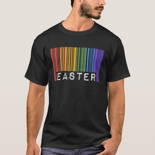 Easter Holiday Gay Pride Flag Barcode Queer Rainbo T-shirt (Voorkant)