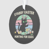 Easter Hunting For Eggs Funny Cat Ornament (voorkant)