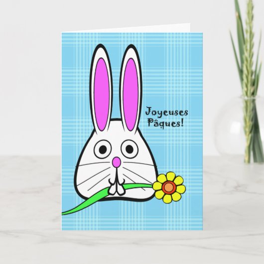 Easter in French, Joyeuse Pasen, Cute Bunny Feestdagen Kaart (Voorkant)