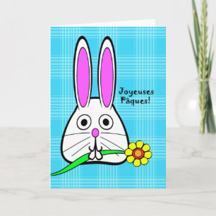 Easter in French, Joyeuse Pasen, Cute Bunny Feestdagen Kaart